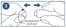 Carefully twist and pull off and dispose of the round cap of the lancet. 
